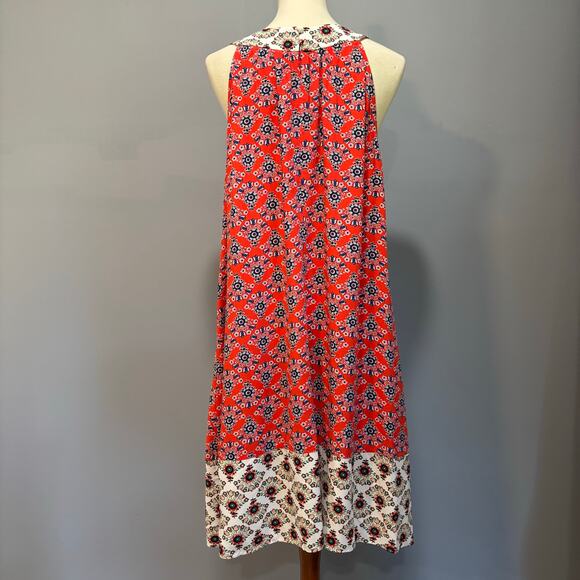 Boden Mixed Print Floral Geometric Sleeveless Swing Mini Dress Red White,Size 12 - Picture 6 of 9